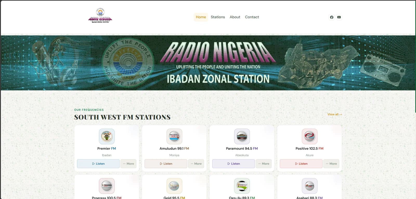 Radio Nigeria Ibadan site, list of south-west FM stations